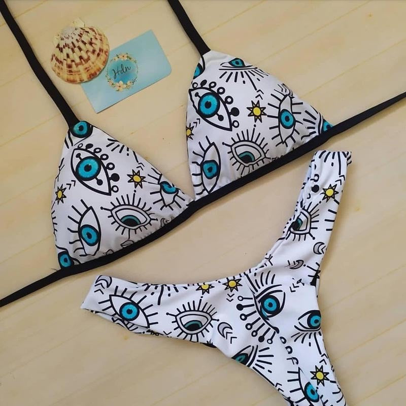 Damen Triangel-Bikini mit auffälligem Grafikdesign Drune