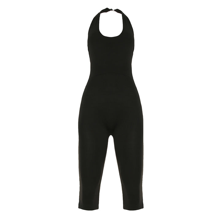 Damen Kurzarm Jumpsuit mit modernem Polokragen und figurbetontem Schnitt Drune