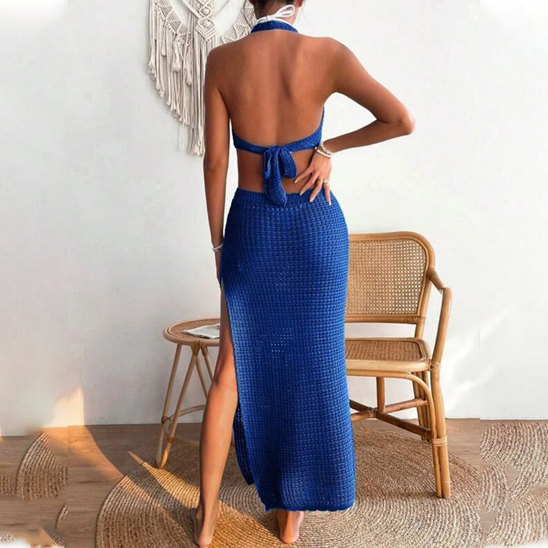 Damen elegantes Häkelkleid mit tiefem Ausschnitt Drune