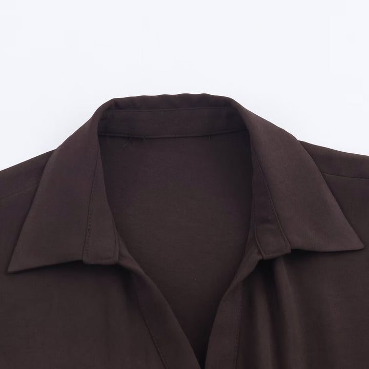 Damen 10+ langes Hemdblusenkleid mit durchgehender Knopfleiste und taillierendem Gürtel Drune