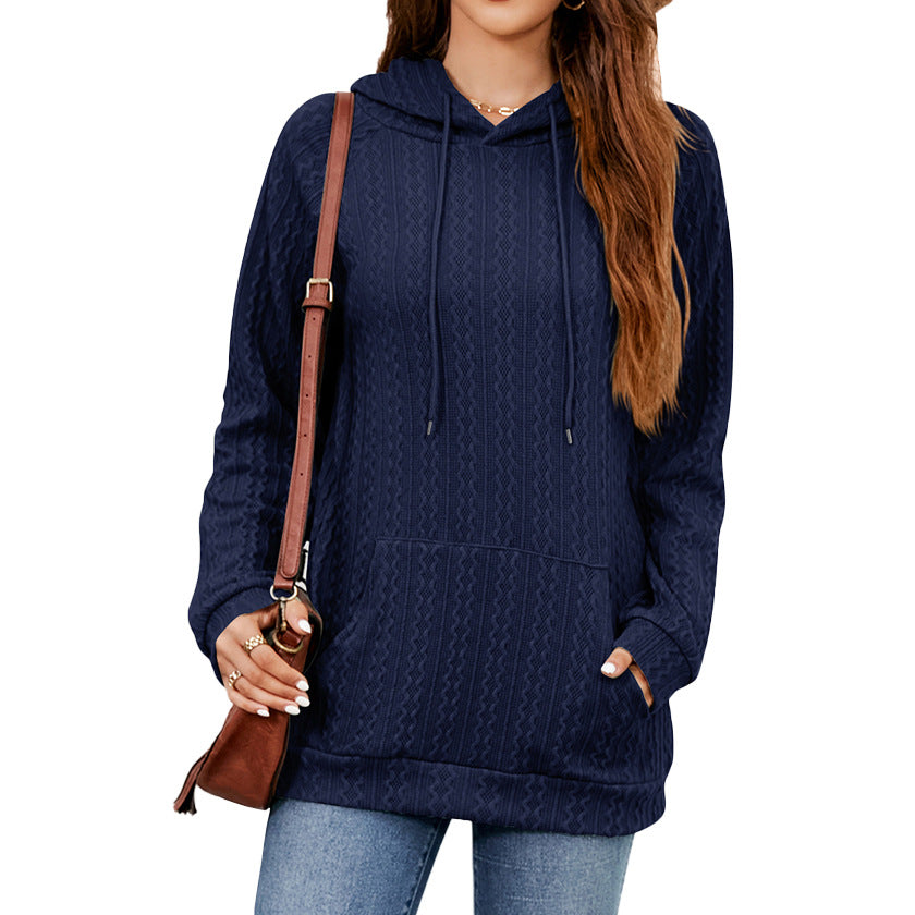 Damen Hoodie mit strukturiertem Muster und praktischer Kängurutasche Drune