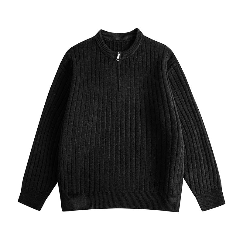 Herren Grobstruktur-Halbzip-Strickpullover mit Rippenstruktur Drune