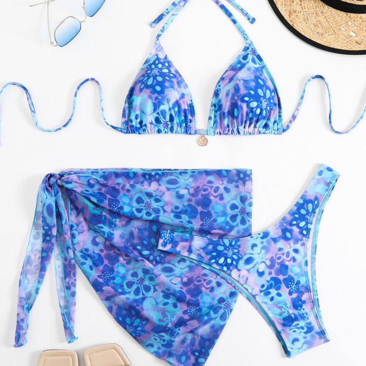 Damen Bikini-Set mit floralem Muster und schickem Wickelrock Drune