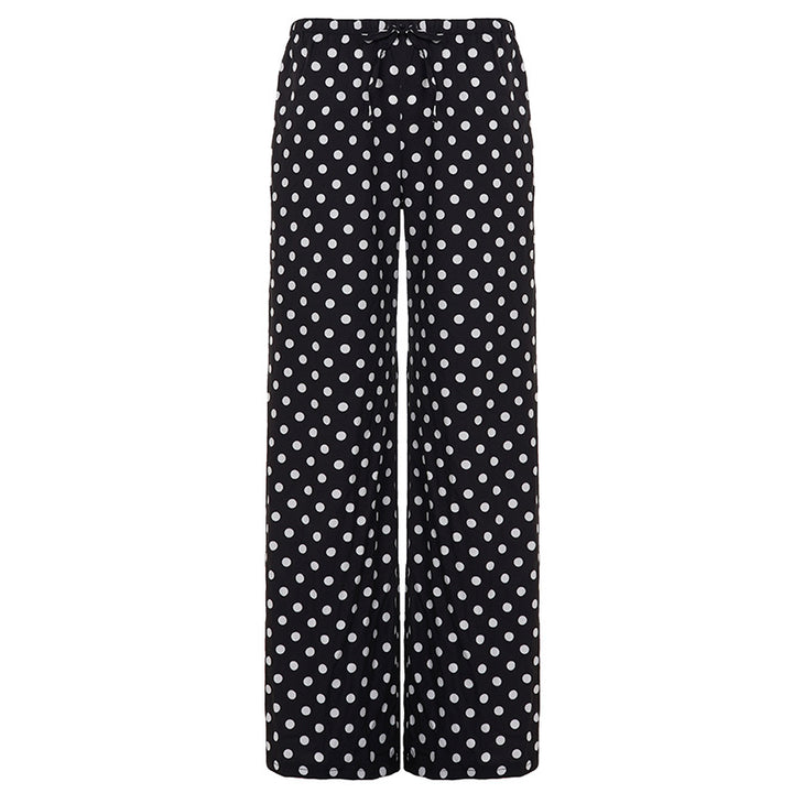 Damen nan weite Palazzo-Hose mit elastischem Bund und Punkte-Muster Drune