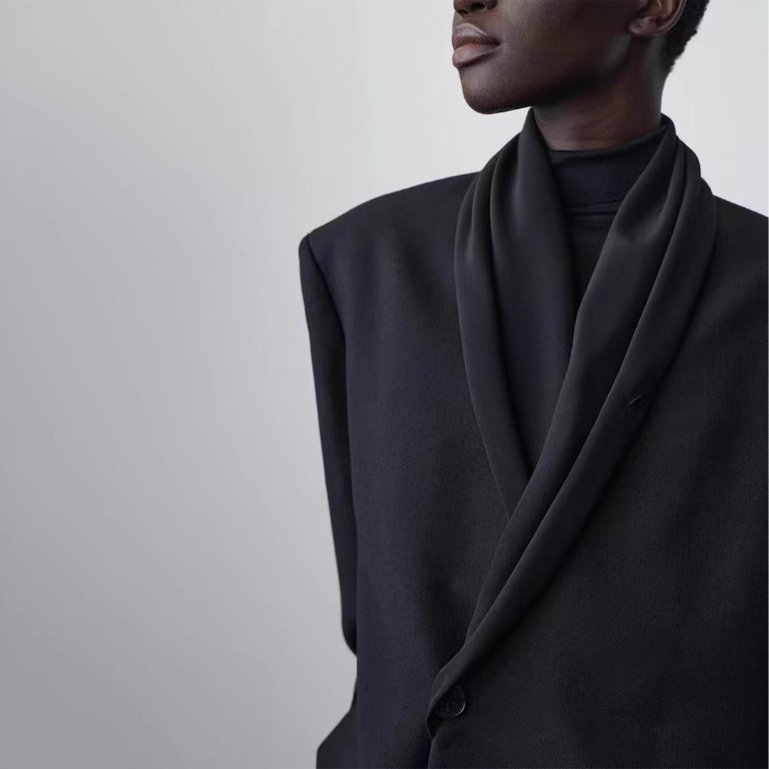 Damen Modischer Oversize-Blazer mit drapierter Vorderseite Drune