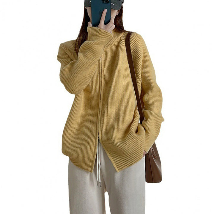 Damen Strickjacke mit Stehkragen und Reißverschluss Drune