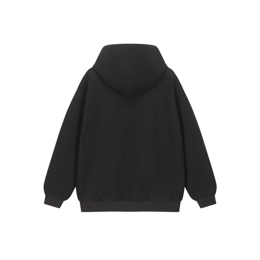 Unisex Oversize Kapuzenjacke mit Zweiwege-Reißverschluss und kariert gefütterter Kapuze Drune