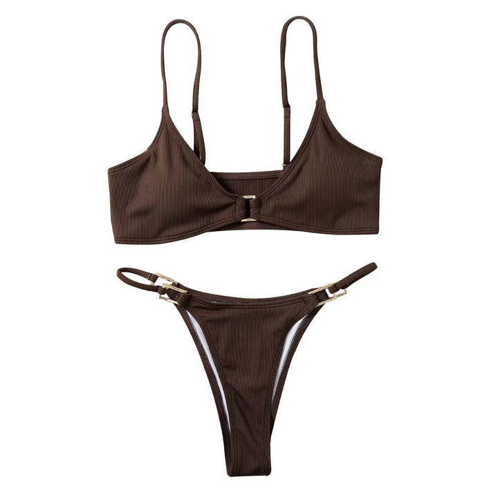 Damen Triangel-Bikini mit raffiniertem Halterdesign und elegantem Goldverschluss Drune