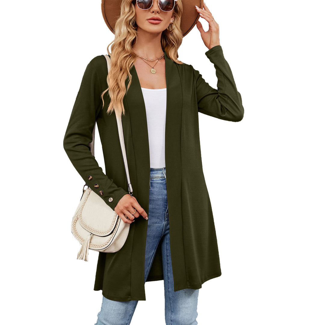 Damen longline Cardigan mit modischen Knopfdetails und offener Front Drune