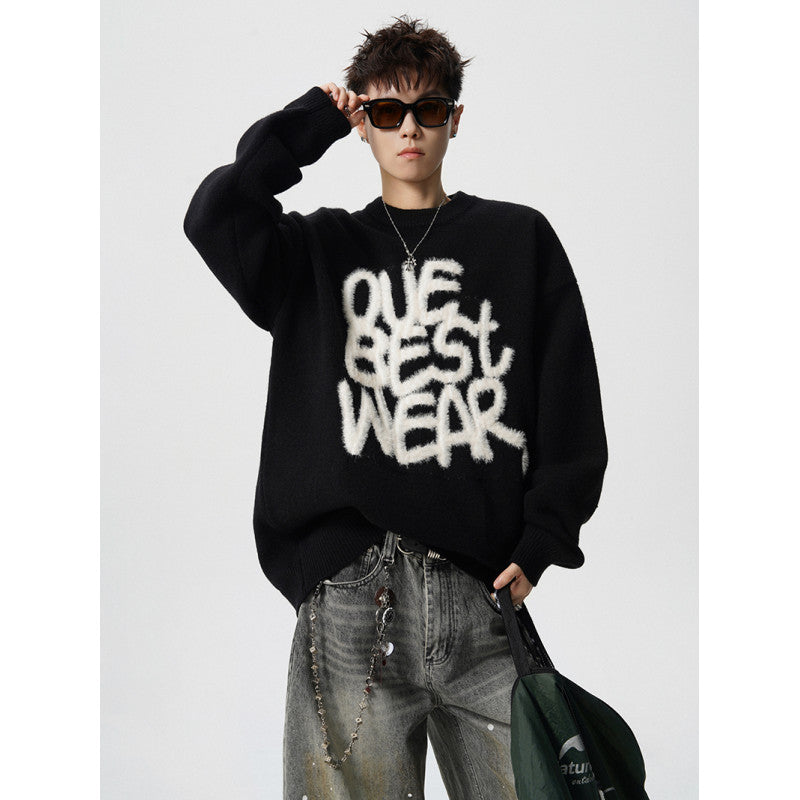 Damen Oversized Sweater mit grafischem Statement Drune