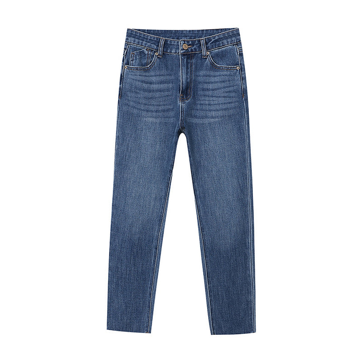 Damen zeitlose High-Waist Denim-Hosen mit schmalem Schnitt Drune