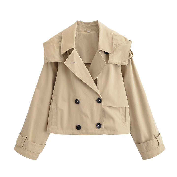 Damen 10+ kurzgeschnittener Trench‑Blouson mit doppelreihiger Knopfleiste und Schulterpatte Drune