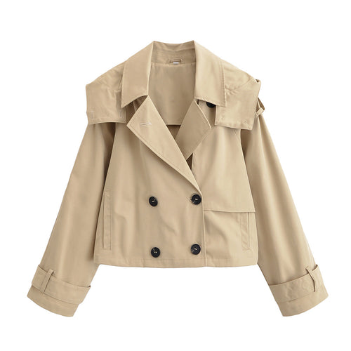 Damen 10+ kurzgeschnittener Trench‑Blouson mit doppelreihiger Knopfleiste und Schulterpatte Drune