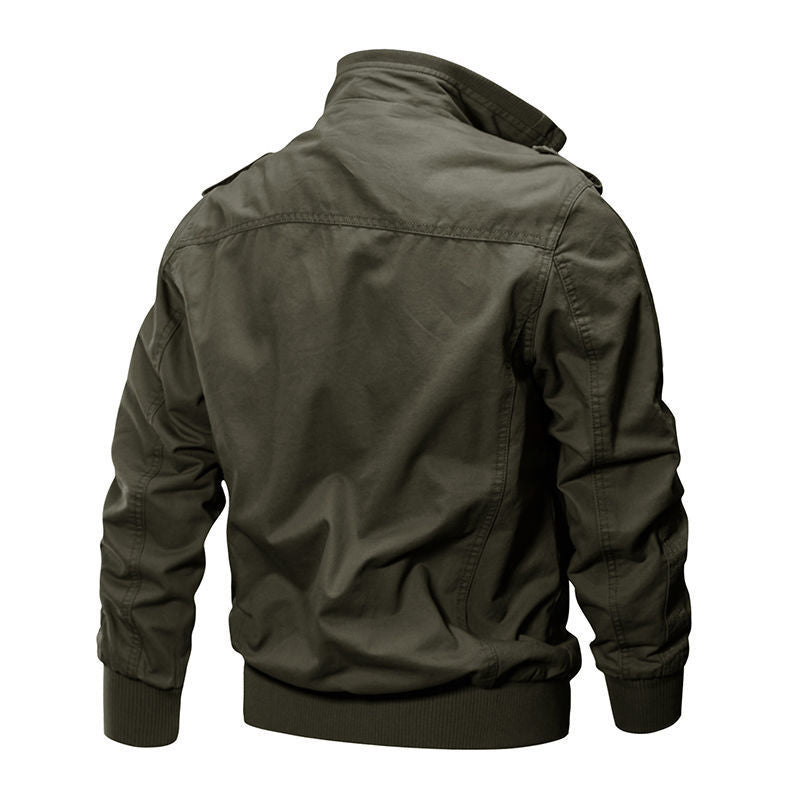 Herren nan Canvas-Utility-Blouson mit hochgeschlossenem Stehkragen, Pattentaschen und elastischem Saum Drune