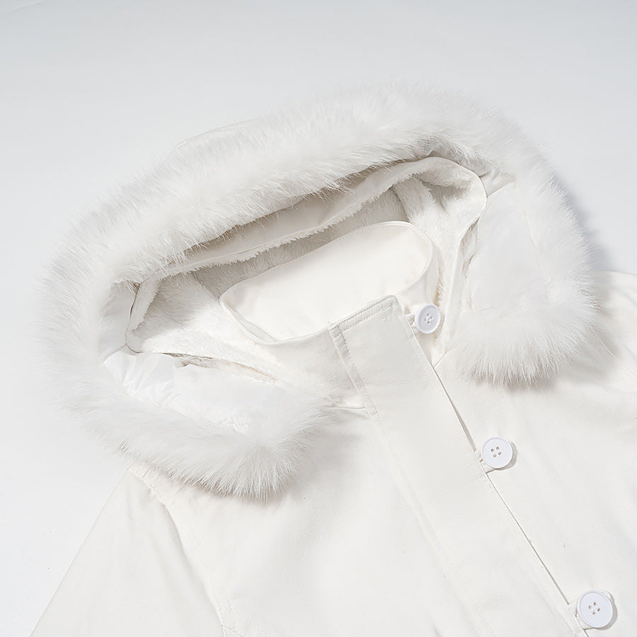 Damen Kurzjacke mit wattierter Fütterung, Kapuze mit Kunstfellbesatz und geripptem Saum Drune