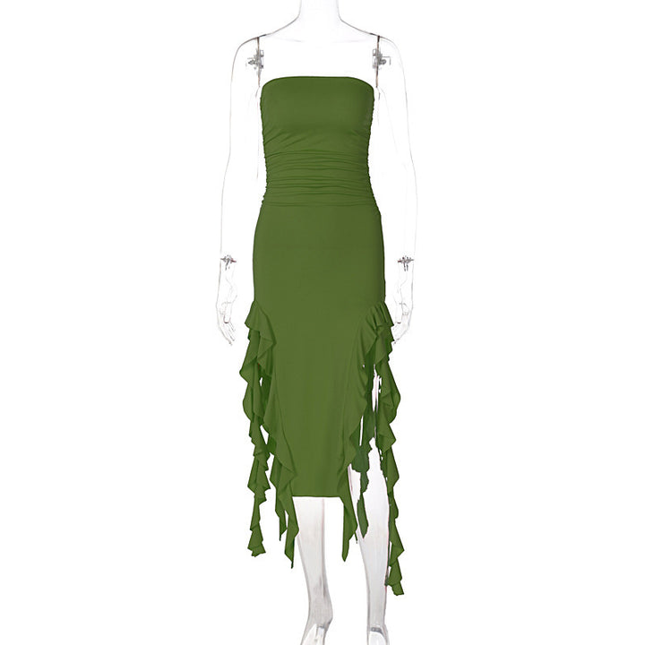Damen Wickelkleid mit Rüschen und figurformendem Schnitt Drune