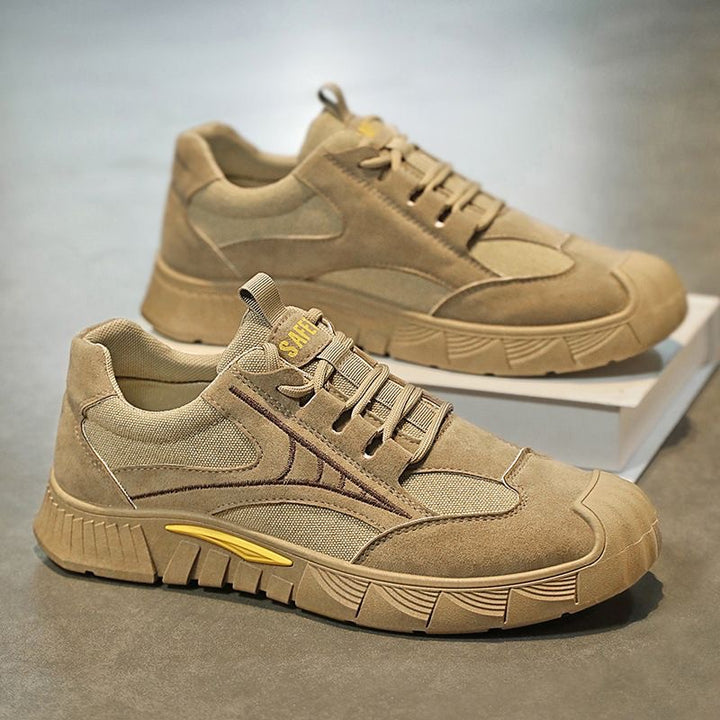 Herren Robust-gepolsterter Retro-Trail-Sneaker aus Velours- und Mesh-Mix mit auffälliger Profillaufsohle Drune