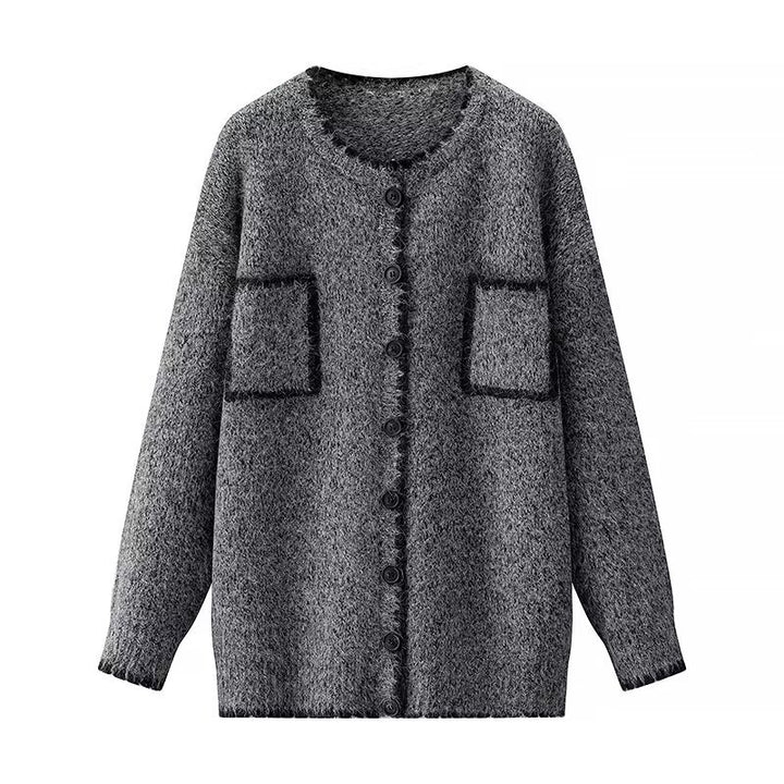 Damen Strickjacke mit aufgesetzten Taschen und kontrastierenden Details Drune