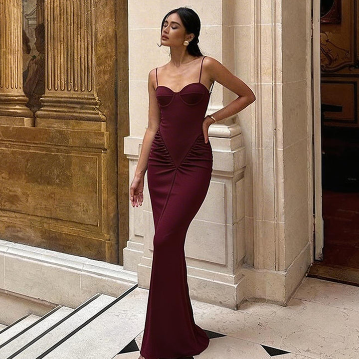 Damen Maxikleid mit Raffungen Drune