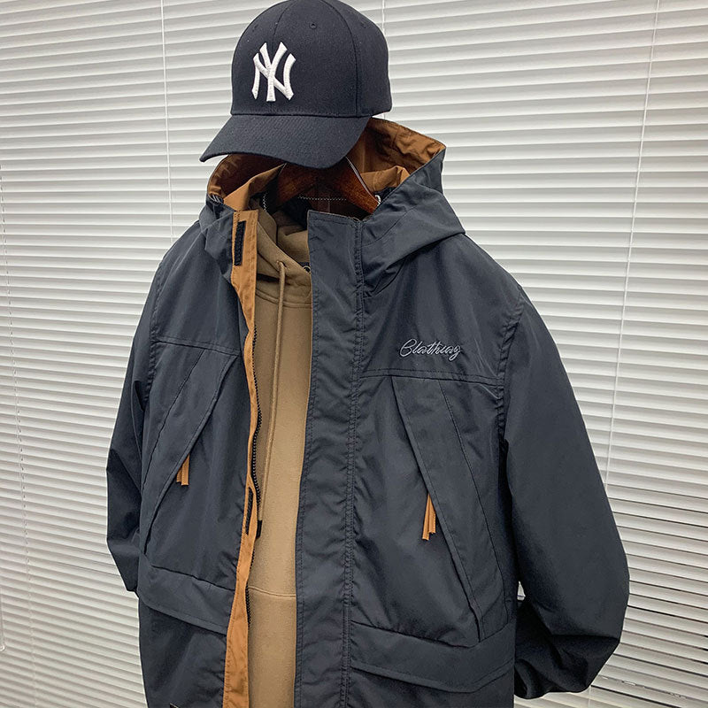 Herren funktionale Outdoor-Jacke mit praktischen Taschen und verstellbarem Bund Drune