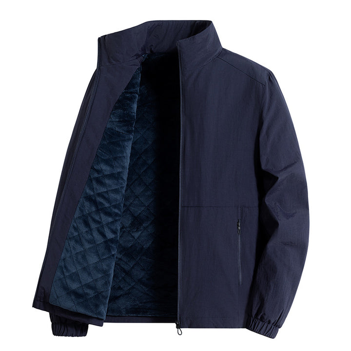 Herren ultraleichte atmungsaktive Freizeitjacke mit Mesh-Innenfutter Stehkragen und Reißverschlusstaschen Drune