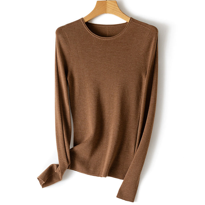 Damen Feiner Feinstrickpullover mit Rundhalsausschnitt und figurnaher Silhouette Drune