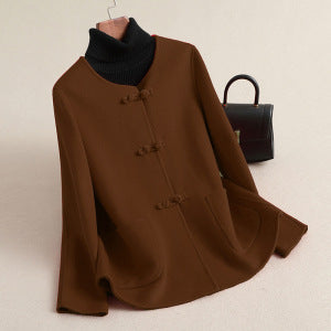 Damen Kaschmir-Mantel mit elegantem Schließe Drune