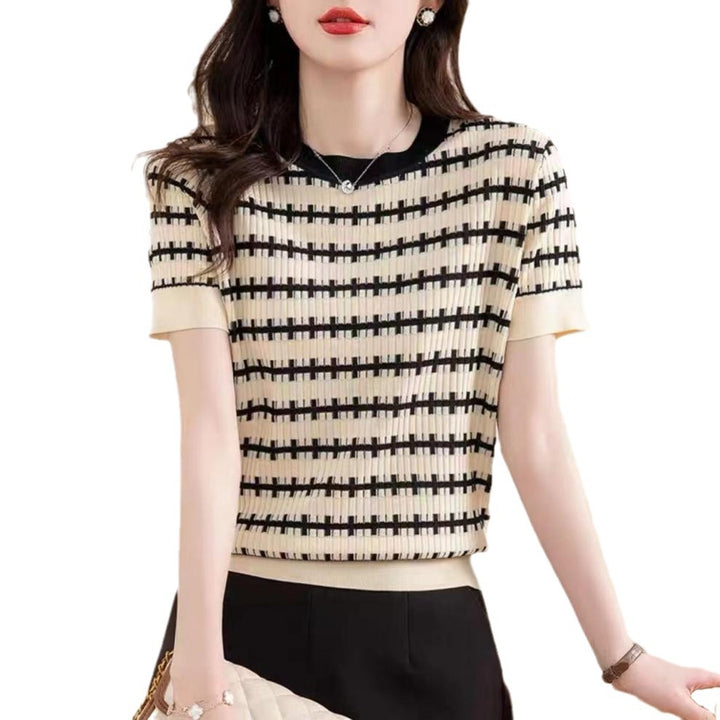 Damen elegantes, strukturiertes Kurzarmshirt mit einzigartigem Design Drune