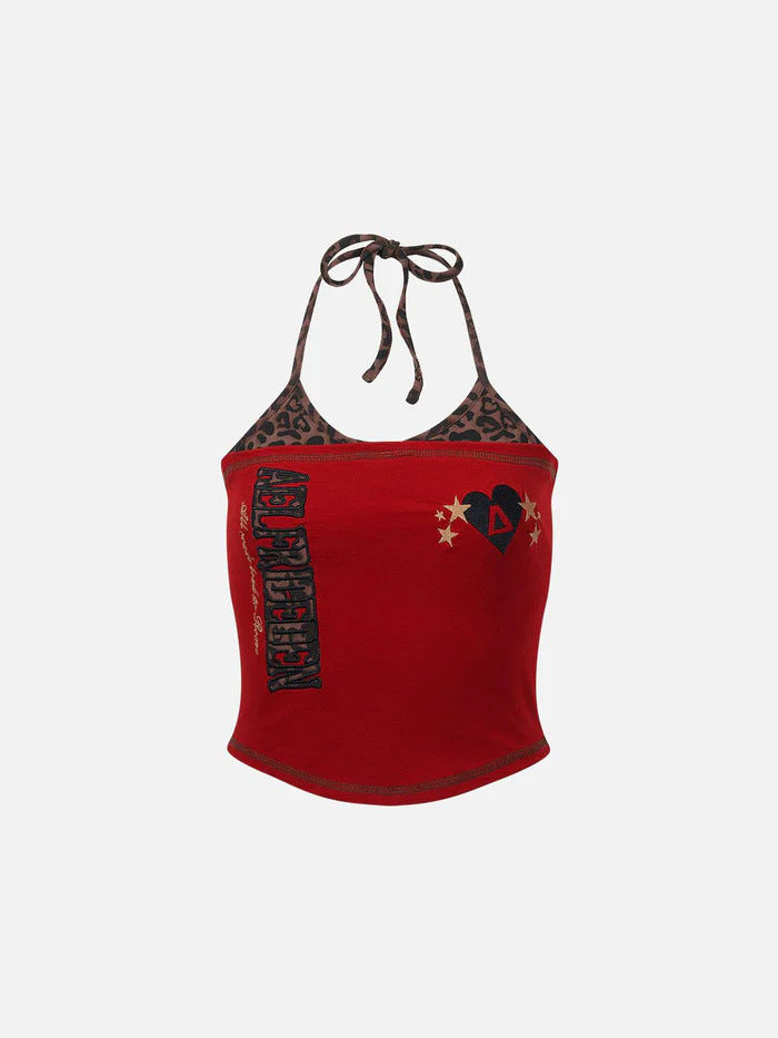 Damen Bunt bedrucktes Crop-Top mit Halterneck Drune