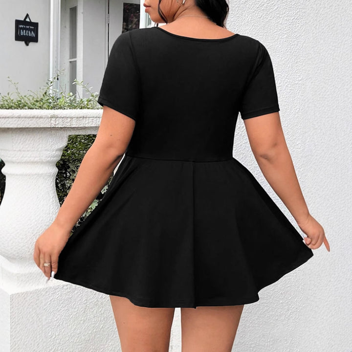 Damen A-linien Kleid mit Rundhalsausschnitt Drune