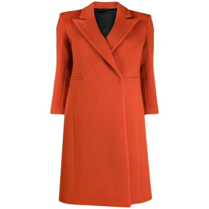 Damen Maxilanger Wollmix-Longcoat mit schlanker Nahtführung und verdeckten Eingrifftaschen Drune