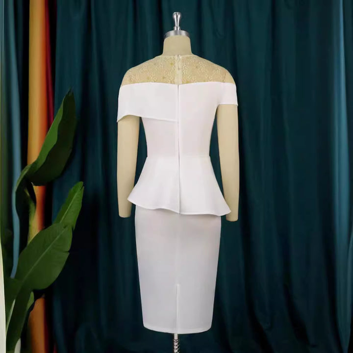 Damen Elegantes Peplum-Kleid mit Spitze Drune