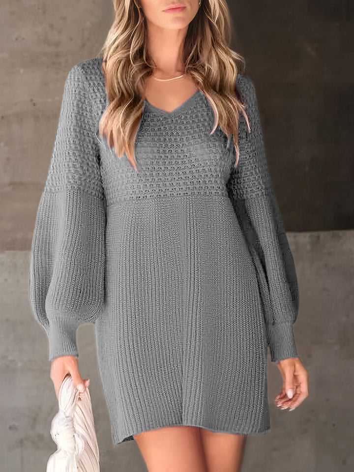Damen Verspieltes Strickkleid mit Ballonärmeln Drune