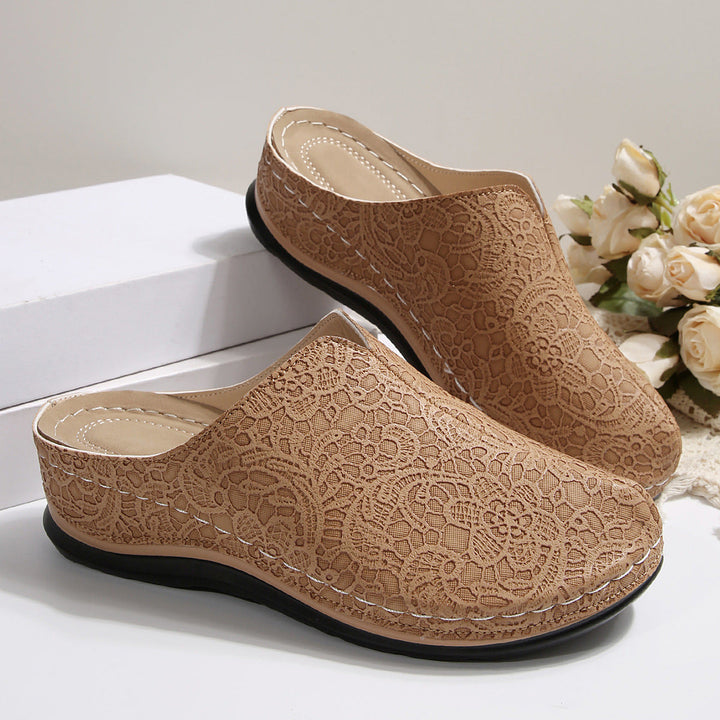 Damen Komfortable Clogs mit eleganter Spitzenstruktur und ergonomischem Fußbett Drune