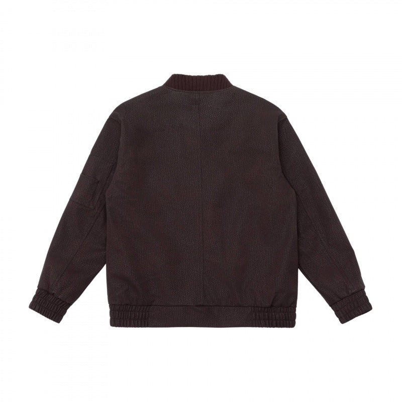 Herren Boxy-Bomberjacke mit strukturiertem Canvas‑Look, geripptem Saum und Ärmeltasche Drune