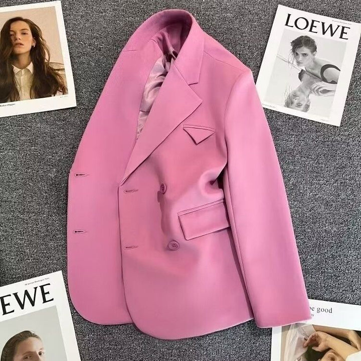 Damen eleganter, taillierter Doppelreiher-Blazer mit kreativem Schnitt Drune