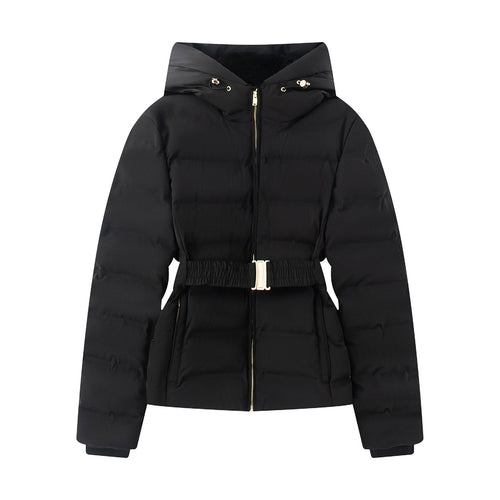 Damen nan taillierte gesteppte Winterjacke mit Kapuze, elastischem Taillengürtel und thermischer Synthetikfüllung Drune