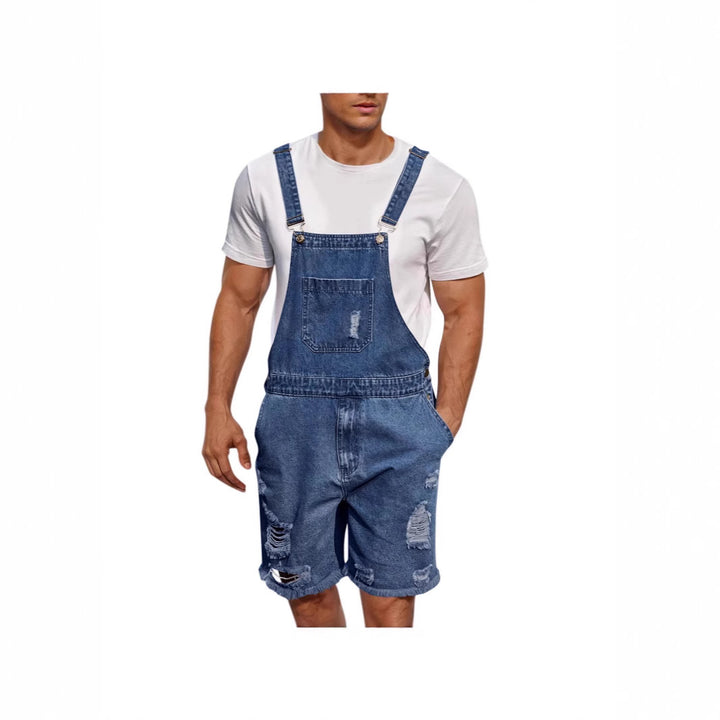 Herren Lässige Denim-Latzhose im distressed Look Drune
