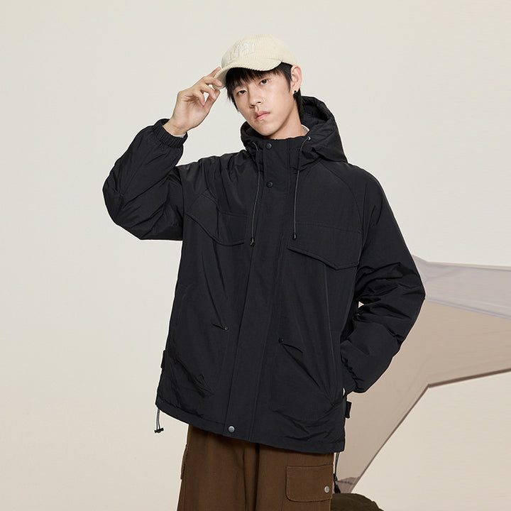 Damen Gepolsterter Parka mit Kapuze und Utility-Taschen Drune