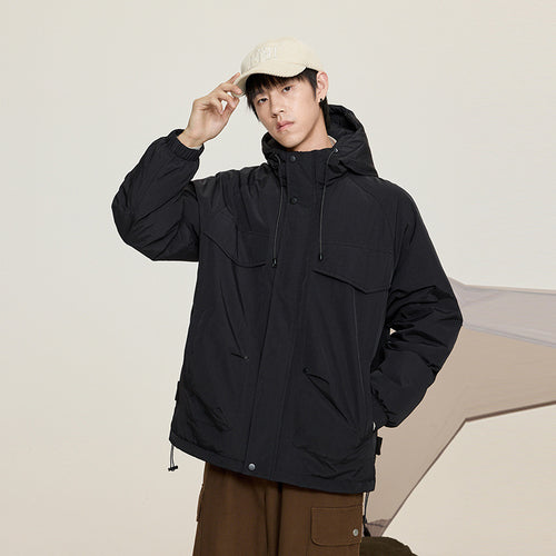 Damen Gepolsterter Parka mit Kapuze und Utility-Taschen Drune