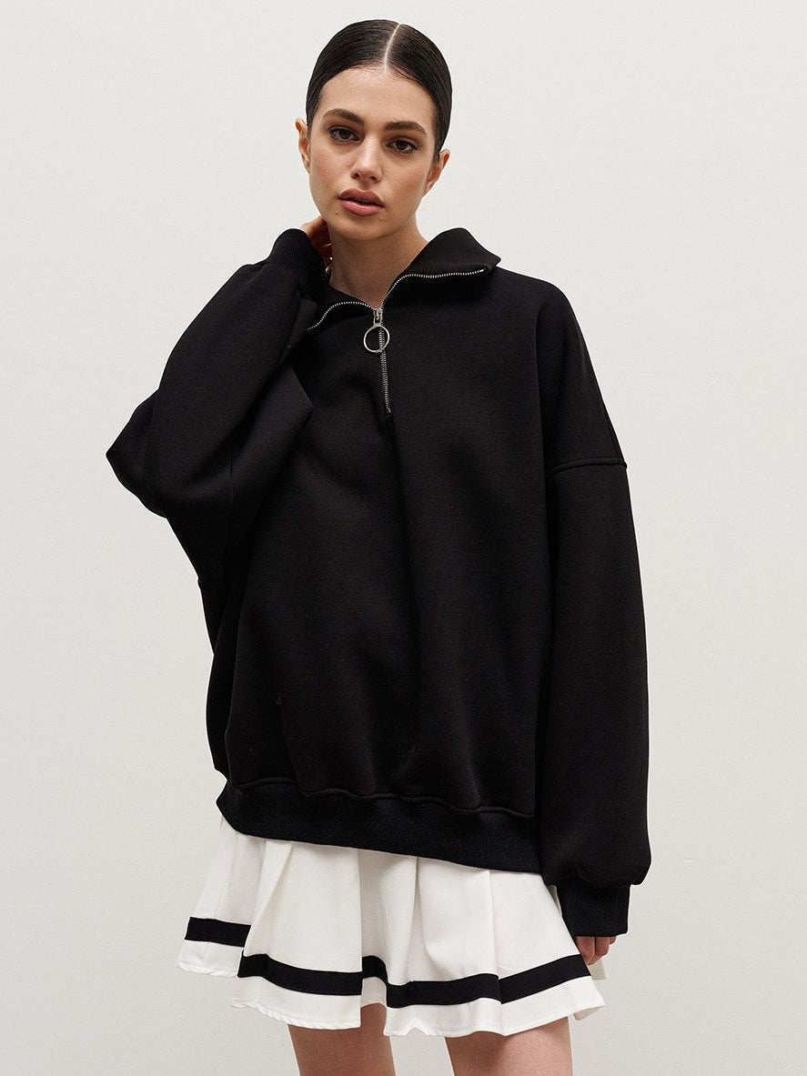 Damen Sweatshirt mit Zip-Kragen und lässigem Schnitt Drune