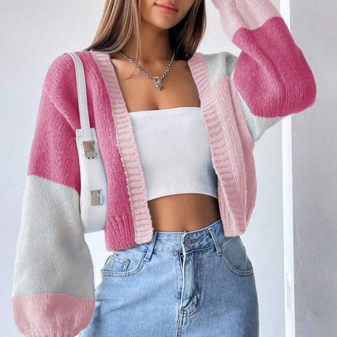 Damen Grobstrick-Cardigan mit ballonförmigen Ärmeln und modischem Design Drune
