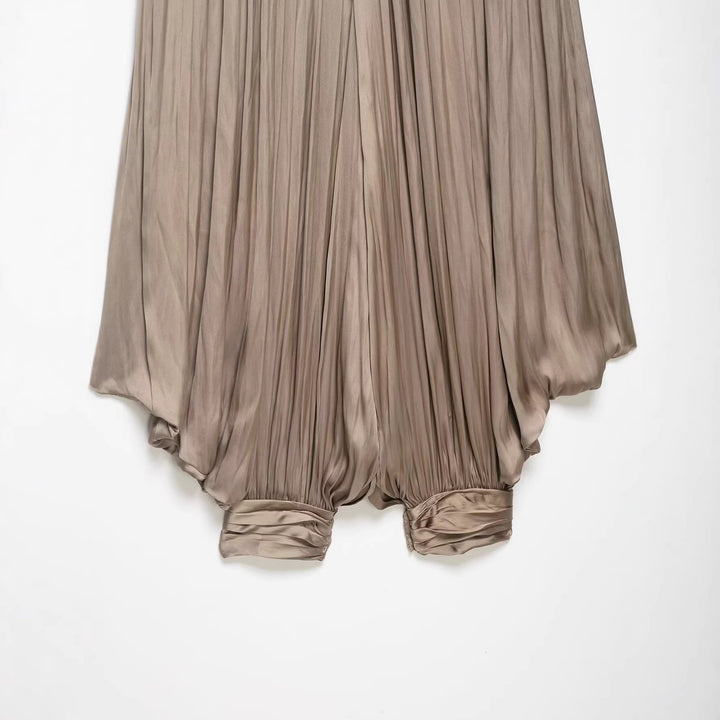 Damen Hochwertige Plisseehose mit elastischem Bund und schmalem Bein Drune