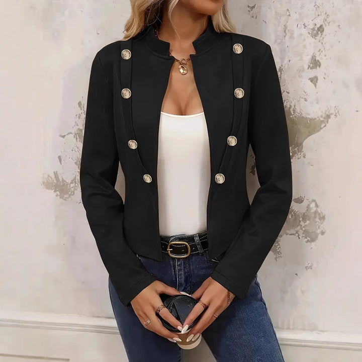 Damen Kurze Blazerjacke mit eleganter Knopfleiste und Stehkragen Drune