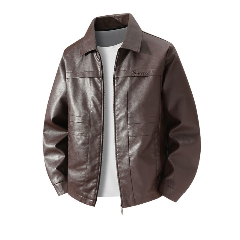 Herren Hochwertige Kunstlederjacke mit klassischem Schnitt Drune
