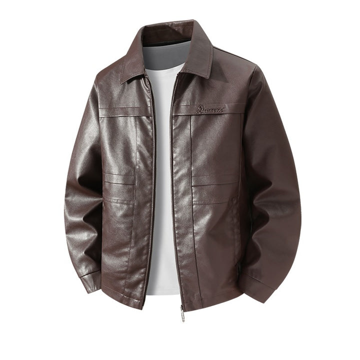 Herren Hochwertige Kunstlederjacke mit klassischem Schnitt Drune