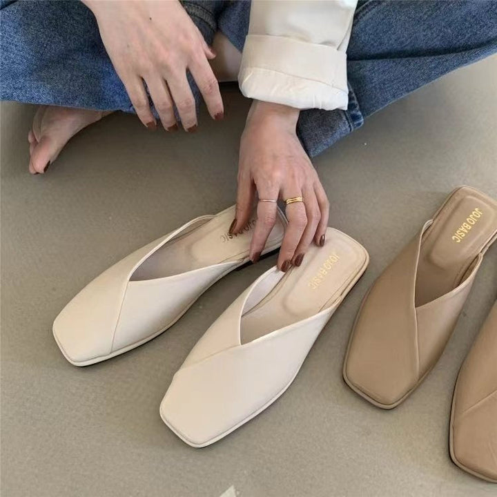 Damen Slip-On Pantoletten mit kunstlederner Oberfläche und bequemem Fußbett Drune