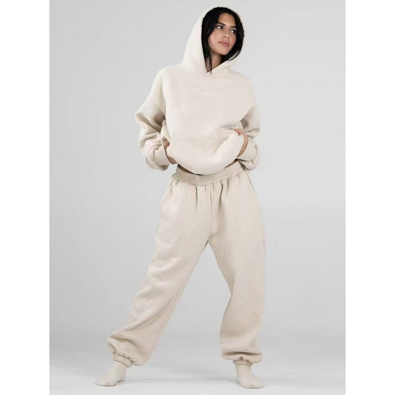 Damen nan oversized Kapuzenpullover mit Kängurutasche und weichem Fleece-Innenfutter Drune