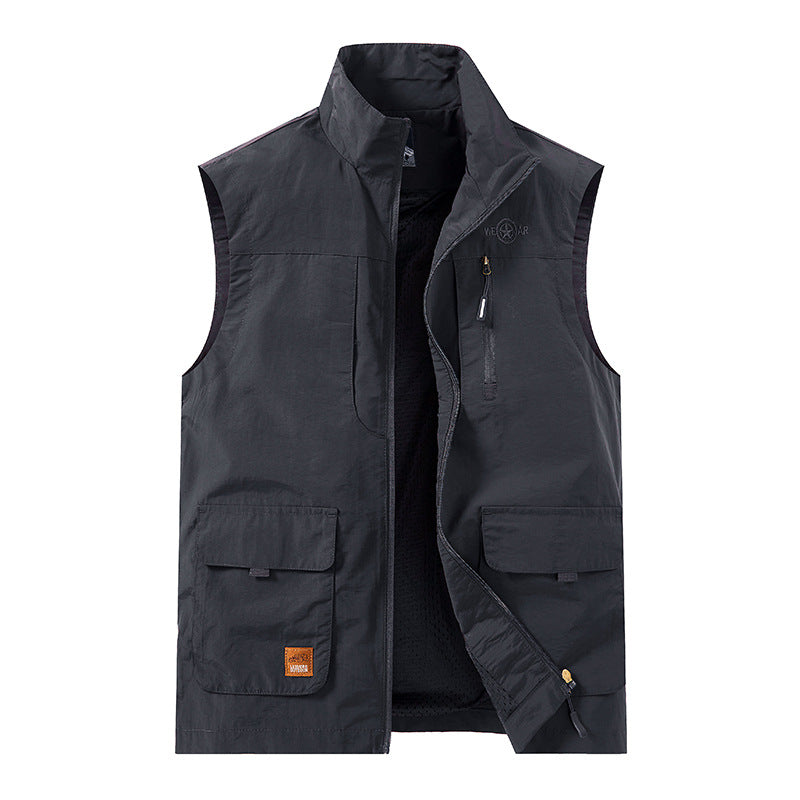 Herren Packbare Funktionsweste mit atmungsaktivem Mesh‑Innenfutter und Mehrfachtaschen Drune