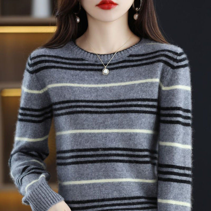 Damen moderner und gemütlicher Streifenpullover Drune